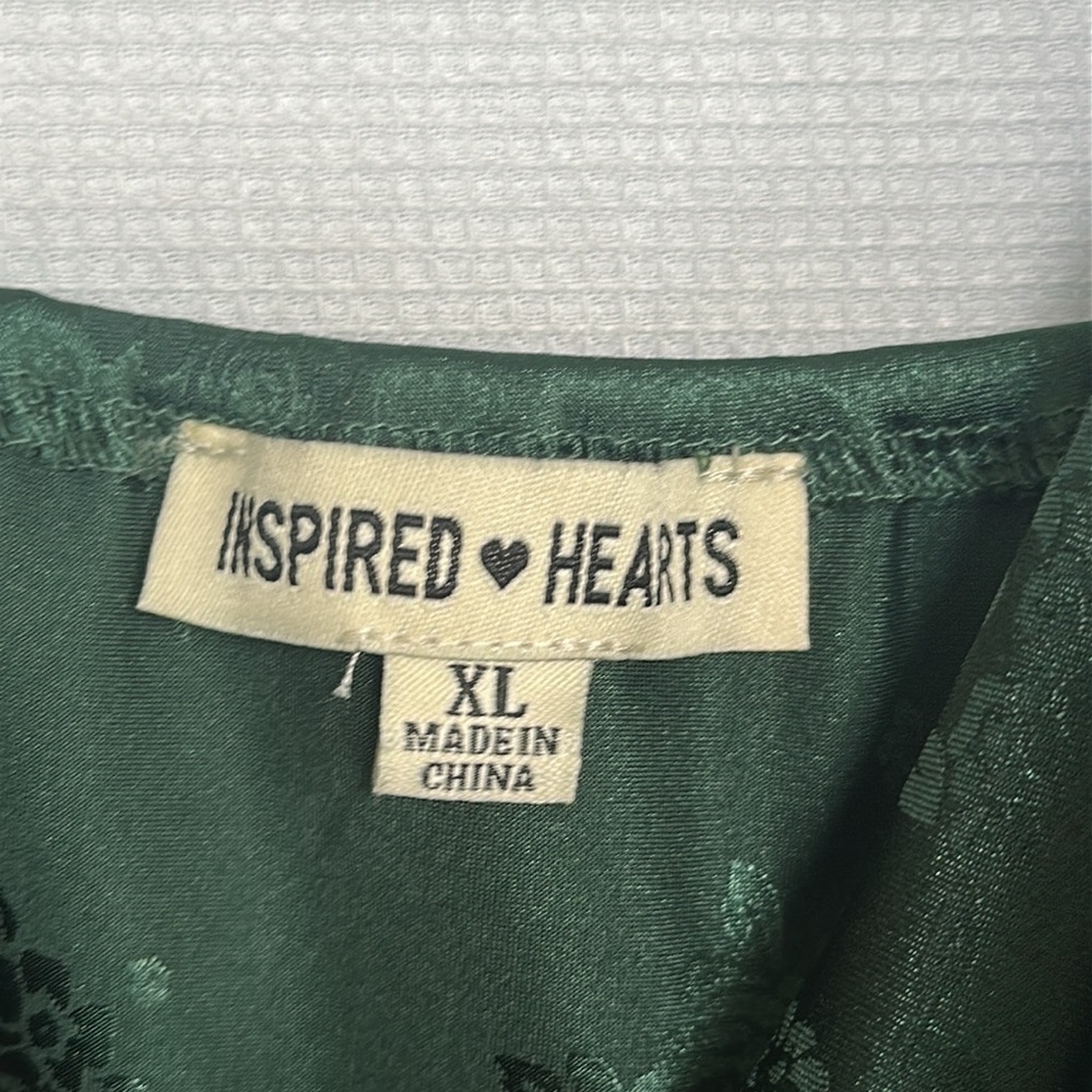 Inspired Hearts Cowl Neck Floral Midi emerald green Dress Size XL - Picture 6 of 11